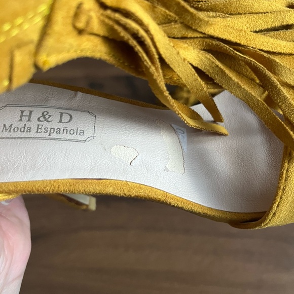 💛 Fringed Mustard Yellow Women’s Stiletto Heels 💛 - Picture 10 of 11